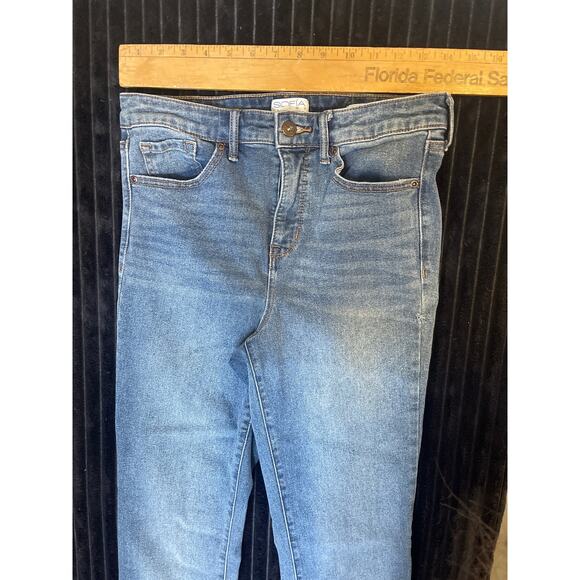 Sofia Denim Women’s Jeans SZ 6 Blue Stretchy Aura High-Rise Skinny Fringe Boot - Picture 3 of 3